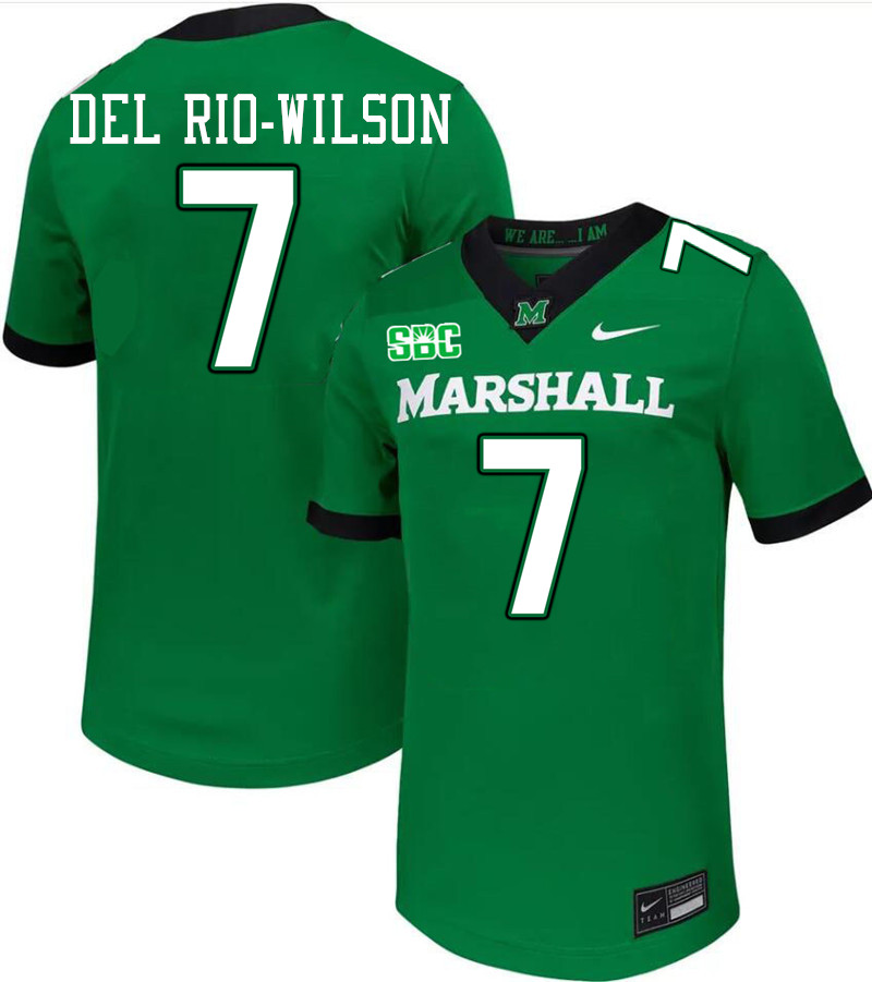 Marshall Thundering Herd #7 Carlos Del Rio-Wilson College Football Jerseys Stitched-Green
